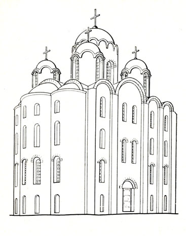 Новгород. Николо-Дворищенский собор, 1113 г. Реконструкция Г. М. Штендера