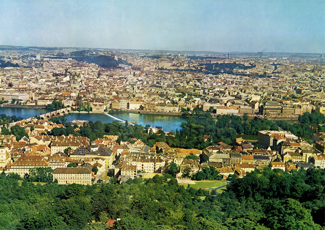 The Petfin Hill plays an exceptionally important role in the iconography of Prague. Even the Renaissance vedutists tried to depict the greatness of Prague from its slopes, and the tradition of the monumental view of the sea of houses, cut in half by the river, has been kept alive to our own days.