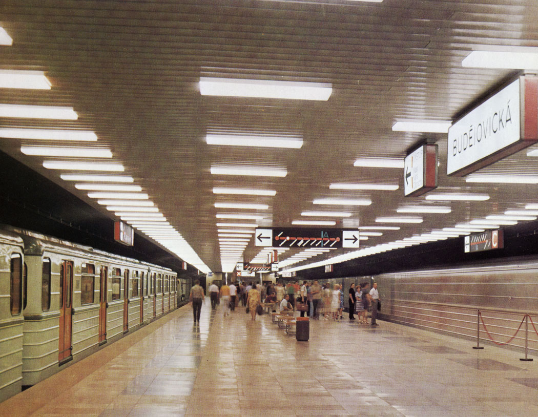 The first Line  of the Prague Metro was put in operation on May 9 1974. At that time the Budejovice Station was handed over for use.