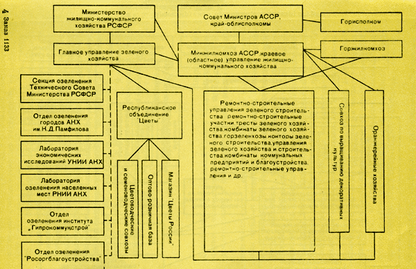 Рис. 4. Существующая организационная структура зеленого хозяйства РСФСР