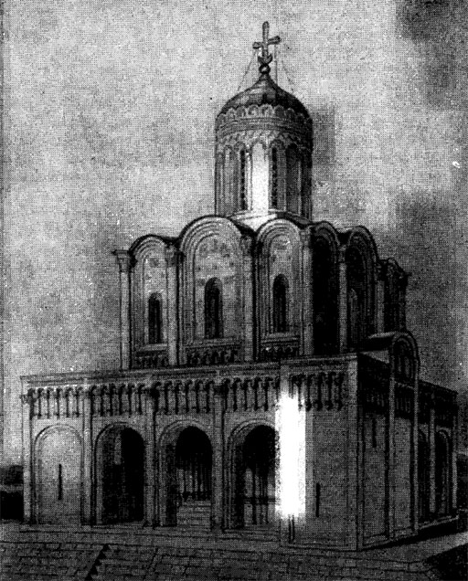 Церковь Покрова на Нерли. Реконструкция. По H. H. Воронину