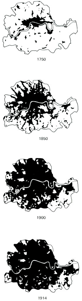 Освоение территории Лондонского графства под застройку с 1750 по 1914 г