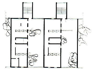 Проект полносборных жилых домов для Бразилиа, 1962 г. Рисунок О. Нимейера, план