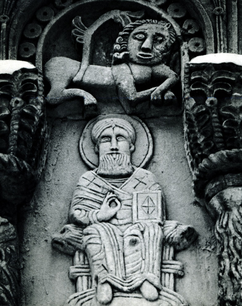 Vladimir-on-Klyazma. Dmitriyevsky Cathedral. Arcature belt relief. Fragment. 1193-1197