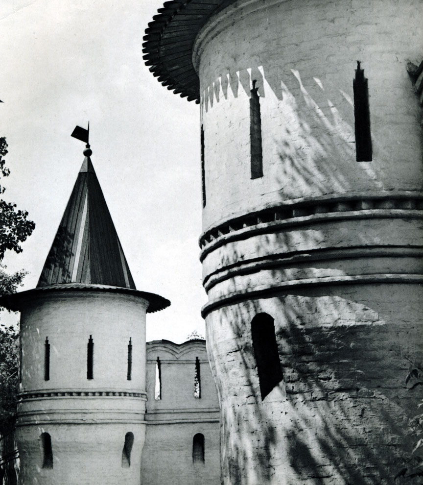 Moscow. Spaso-Andronikov Cloister. Part of the fortification wall with the corner tower. Second half of the XVII century