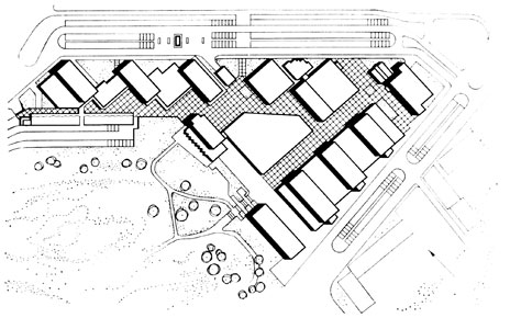 Центр города Сулна под Стокгольмом. План, перспективы пешходной площади от парка к ратуше и от ратуши к парку