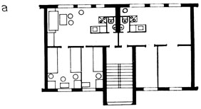 Типы жилых секций в шведском строительстве 30-х гг. Здание с узким корпусом