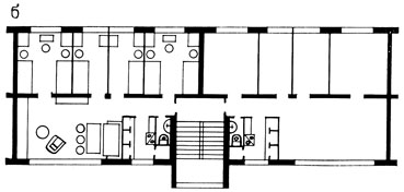 Типы жилых секций в шведском строительстве 30-х гг. Здание с узким корпусом