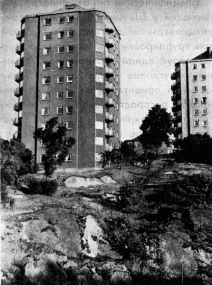 Стокгольм. Квартал Данвиксклиппан. Архитекторы С. Бакстрём и Л. Рейниус, 1943. Вид жилого корпуса