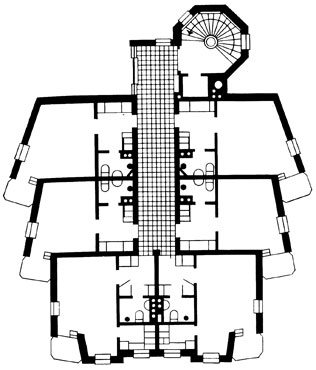 Башенные дома 50-х гг. Планы этажей. Дом в квартале Роста