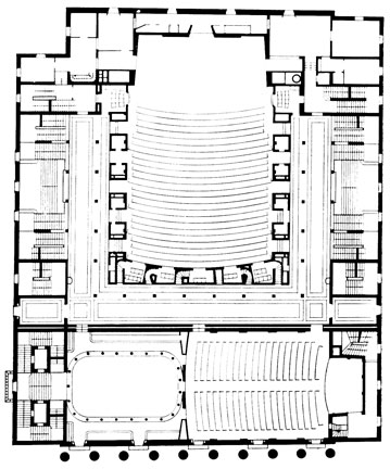 Стокгольм. Концертный зал на площади Хеторгет. Архит. И. Тенгбом, 1926. План