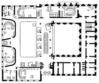 Гётеборг. Новый корпус здания суда. Архит. Г. Асплунд, 1934 - 1937. План