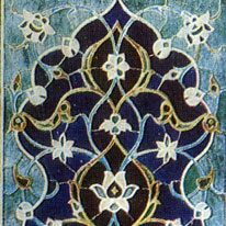 Фрагмент облицовки в технике наборной кашинной мозаики. Конец XIV - начало XV вв.