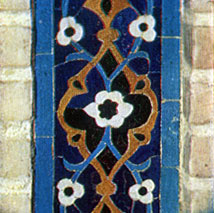 Mosaic border, made of a set of carved glazed tiles based on silicate. Turn of 15th century