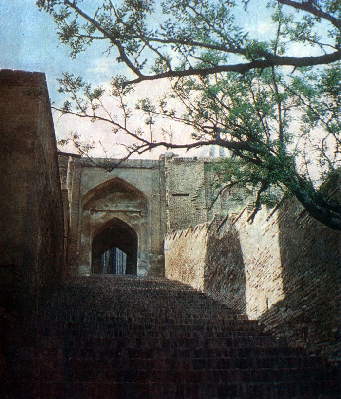The staircase of the 'lower group' of buildings in the ensemble. The southern slope of Afrasiab
