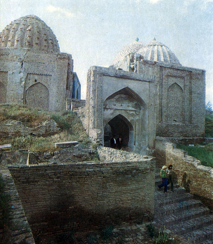 A 14th century mausoleum on the wall in Afrasiab