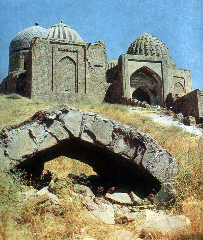 A group of 14th century mausoleums on the crest of the wall in Afrasiab