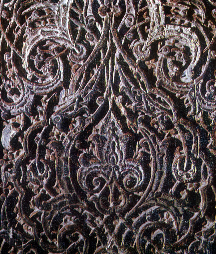 A fragment of a carved wooden door. 1404 - 1405
